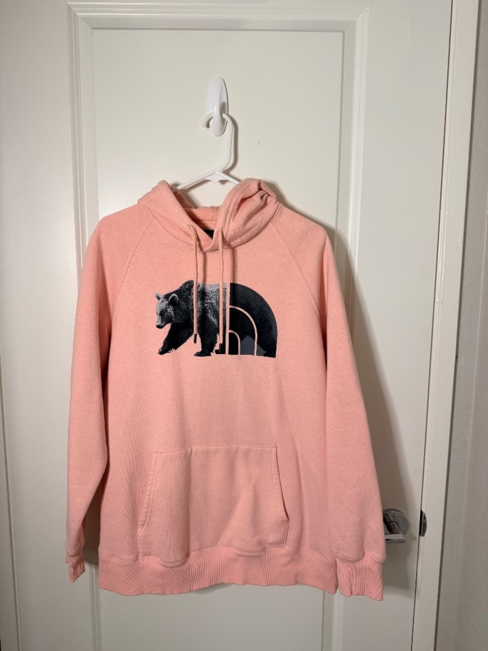 The North Face Pink Bear Graphic Hoodie Sweatshirt, XL